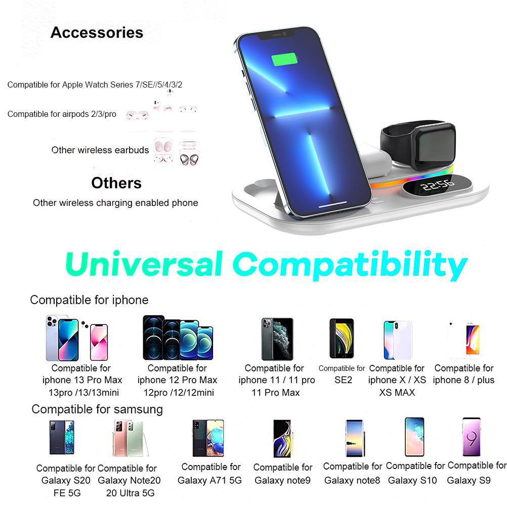 Wireless Charging Station 4 In1 Fast Charging Station Wireless Charger Stand Compatible For IPhone 1