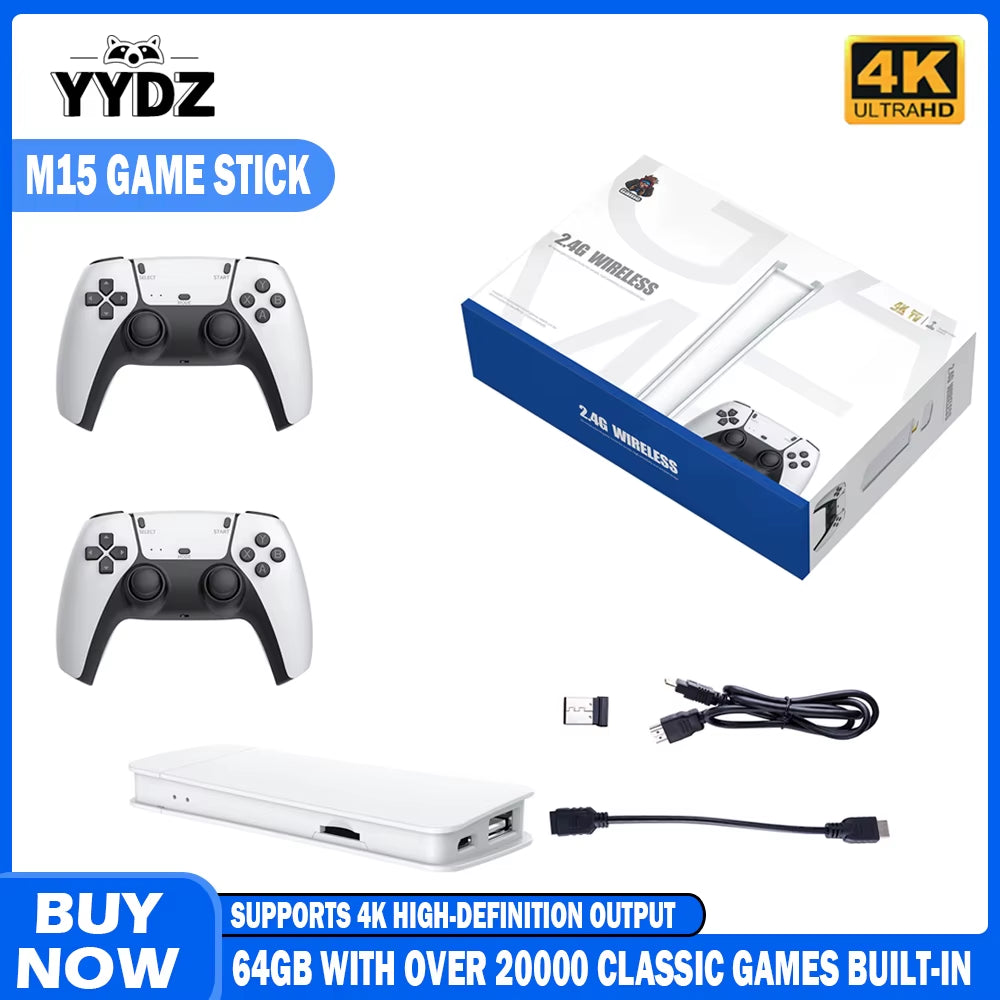 M15 Retro Game Console 64GB 20000+Game 4K High-Definition Output Handheld Video Game Stick 20+Emulator GBA PS1 Arcade Game