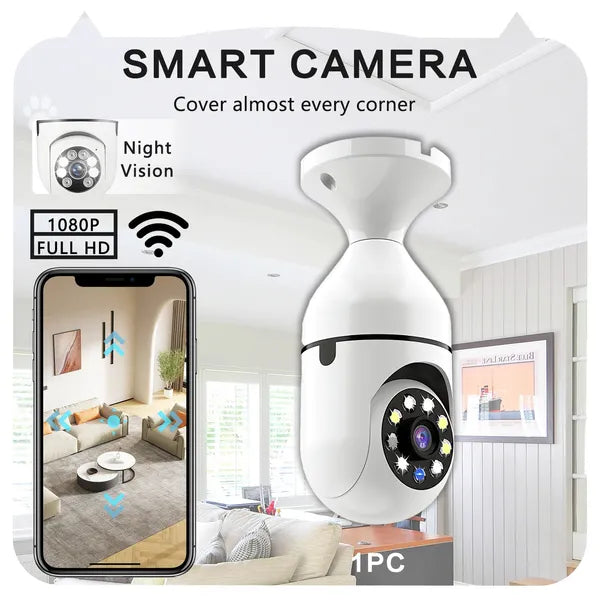 Light Bulb Security Camera Outdoor 2packs HD Wireless 5GHz&2.4GHz WiFi Home IP Cameras E27 360 Degre