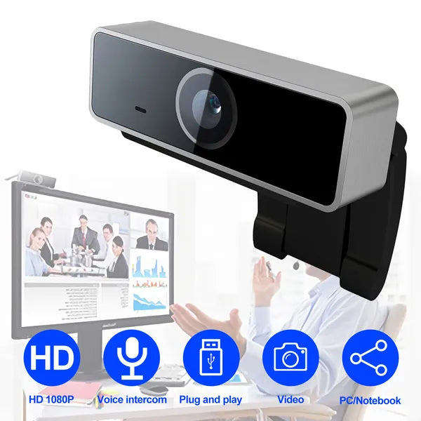 FHD 1080P Webcam USB PC Computer Webcam Auto Focus With Microphone 60-Degree Widescreen Desktop Lapt